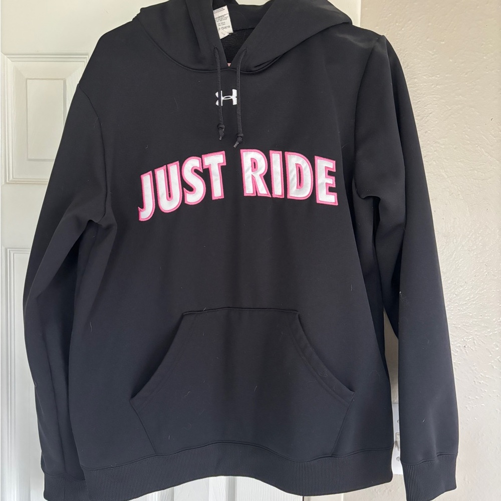 Under Armour Black Hoodie with Pink 'Just Ride'